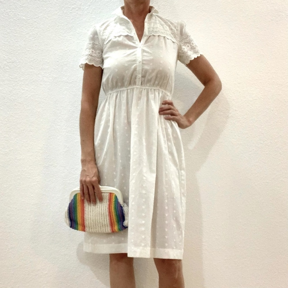 Vintage white eyelet summer dress